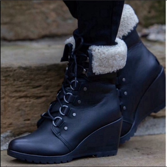 Sorel Shoes - 🆕 SOREL x Anthropologie black leather wedge boots